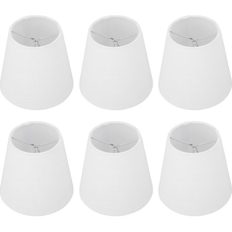 Kit de 6 abat-jour en tissu blanc, style moderne et minimaliste, pour lampadaire, lampe de table, lustre ou applique murale. (1/5)