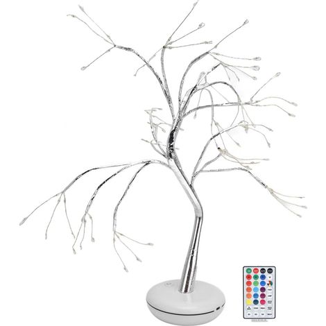 Lampe arbre 108 LED avec télécommande RGBW, double alimentation, étanche IP20, lampe de table en forme d'arbre bonsaï pour bars, restaurants et chambres (1/5)