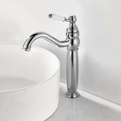 Robinet pour vasque - laiton - chromé - cartouche céramique (1/5)
