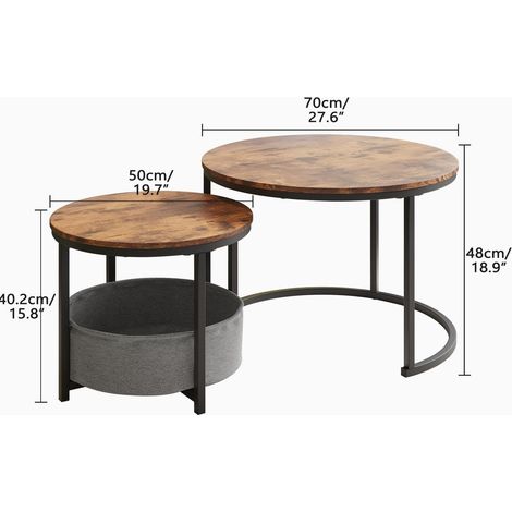 Ensemble de 2 tables basses rondes au style industriel avec structure métal et plateau bois (1/5)