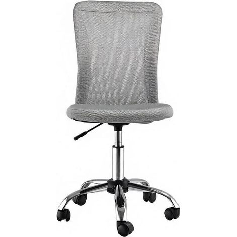 Sedia da ufficio girevole ergonomica senza braccioli in rete grigia con base cromata MODENUIT (1/5)