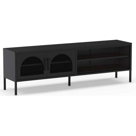 Mueble televisión modelo Dora 2 puertas acabado metal negro, 160cm(ancho) 50cm(alto) 35cm (largo) (1/5)