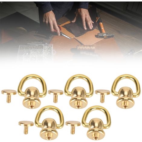 5 Kits de Rivets en Laiton à Œillet D, Clous Chicago, Tiges Filetées pour Travail du Cuir, Clochettes Parfum Dorées 10x5mm (1/5)
