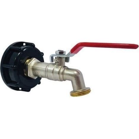 Adaptateur Cuve - Plastique - Sortie Ø60 mm - Robinet Laiton 1/4 T - Pour Cuve 1000 L - 1 Pièce (1/3)