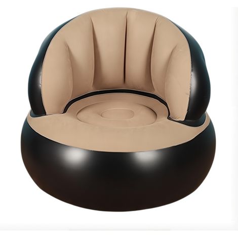 Canapé gonflable brun avec pompe, pliable, style rétro pour jardin ou intérieur (1/5)