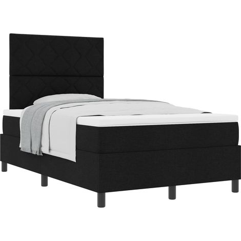 Box Spring Bed with Cushion Black 120 x 200 cm Fabric vidaXL (1/4)
