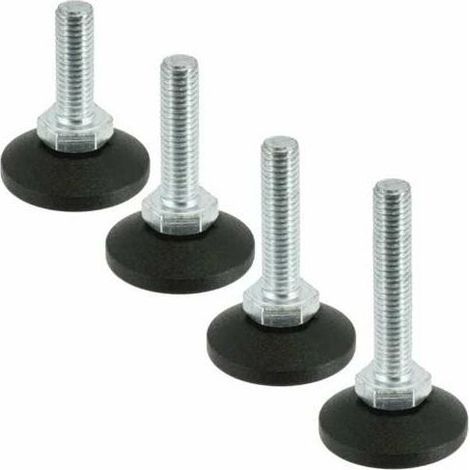 Lot de 4 vérins à vis de réglage M10 x 50mm – Charge max 550kg – Acier zingué et plastique – Pour ajustement de hauteur meuble (1/2)