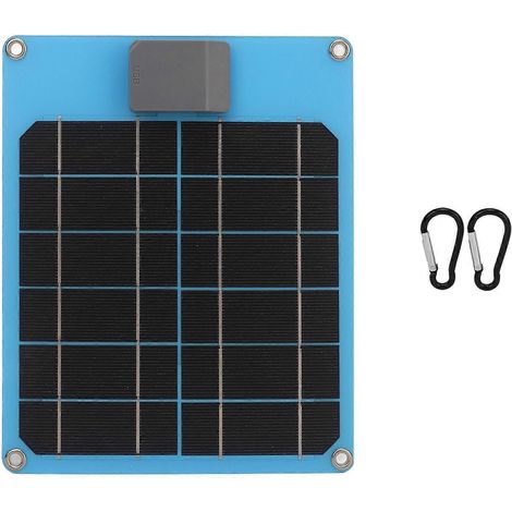 Panneau solaire monocristallin 5W 5V, générateur d'énergie, kit chargeur de batterie pour voiture, bateau, remorque, camping-car (bleu) (1/5)