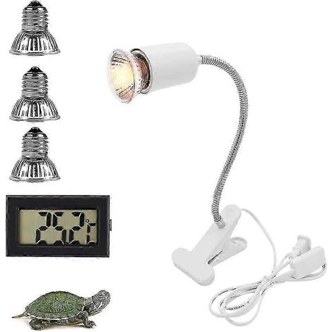 Lampe chauffante, ampoule chauffante pour tortue, émetteur de chaleur, 3 ampoules UVA/UVB de 25 W, 50 W et 75 W, et testeur de température pour réservoir d'eau (1/5)