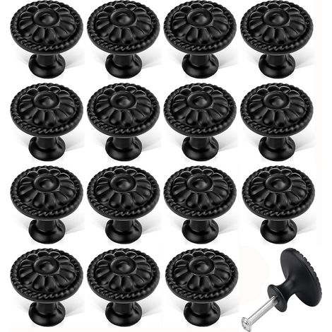 Poignées de meuble - 30 mm, motif floral - poignées de tiroir rondes en forme de champignon - poignées de meuble vintage - conviennent aux armoires, buffets et tiroirs de meubles - Lot de 20 pièces (1/5)