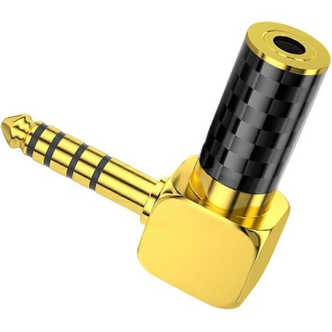 Adaptateur pour écouteurs 4,4 mm mâle vers 3,5 mm femelle, en fibre de carbone, coudé à 90°, convertisseur jack 4,4/3,5 mm (1/5)