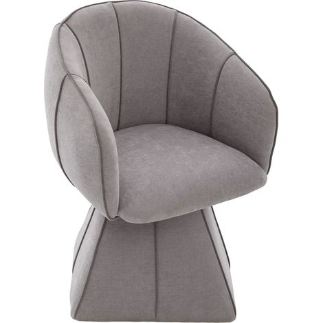 Fauteuil pivotant en chenille gris – dossier haut, ergonomique, assise confortable – pour salon, chambre ou bureau (1/5)