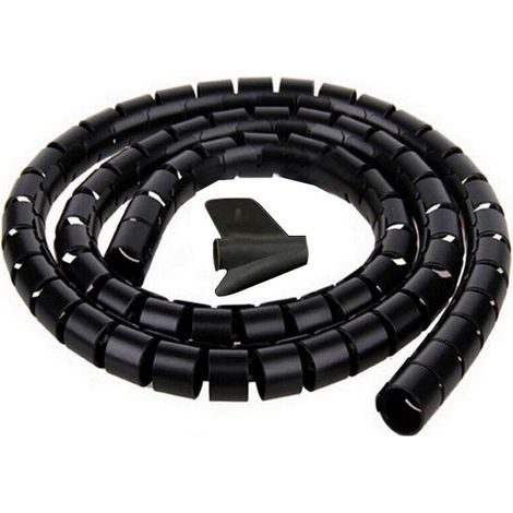 Kabelabdeckung, 2 m – ∅22 mm, schwarz, 2 m flexible Kabelmanagement-Hülle zur Aufbewahrung oder zum Verbergen von TV- und PC-Kabeln, Kabelmanagement für Zuhause und Büro (1/5)