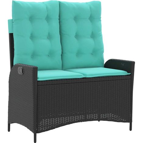 Gartenbank Verstellbar mit Kissen Schwarz Poly Rattan vidaXL