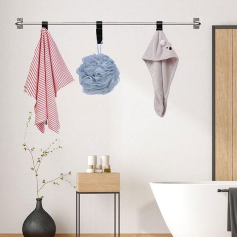 Crochets sèche-serviettes en plastique, 8 pièces, accessoires de salle de bain pour sèche-serviettes, noir (1/5)