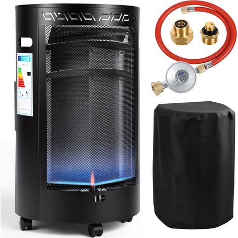 TolleTour Mobile Gasheizung Blue Flame, 1600 W/4200 W, Druckregler & Schlauch, 4 Lenkrollen, inkl. 2 EU-Adaptern (1/5)