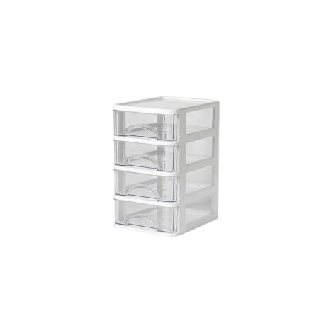 Boîte de rangement bureau 4 compartiments – EINNENFFER – Mini tiroirs transparents, plastique robuste, organisateur de fournitures, gain de place maison et bureau (1/5)