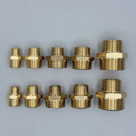 Lot de 10 Raccords en Laiton à Double Filetage Externe – Raccords de Tuyauterie Métalliques Compatibles Normes Européennes et Américaines (1/4)