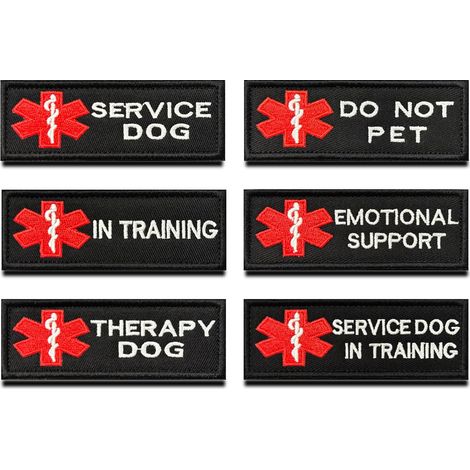 Lot de 6 écussons en forme de croix pour chien - Écusson tactique brodé avec fermeture à crochet - Pour gilet de chien - Harnais de chien - Vêtements - Sac à dos - Chiens guides (1/5)