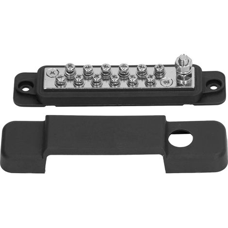 Bornier de distribution électrique à 12 bornes avec couvercle pour caravane ou yacht, 48 V CC, 150 A, noir (1/5)
