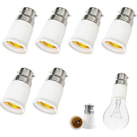 Lot de 6 Adaptateurs B22 vers E27, Convertisseur Douille Baïonnette en Vis, 220V pour Ampoules LED (1/4)