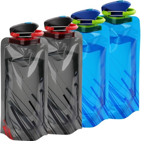 Faltbare Trinkflaschen, 4er-Pack, Schwarz und Blau, BPA-frei (1/5)