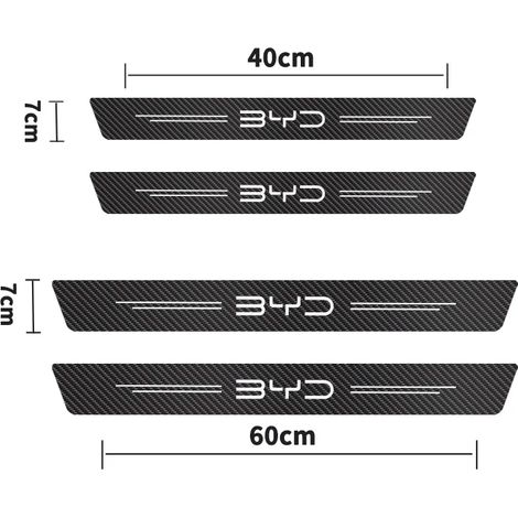 (4 pièces pour BYD) Autocollants de seuil de porte en fibre de carbone pour BYD DOLPHIN EA1 2023,protection anti-rayures,accessoires de décoration intérieure (1/3)