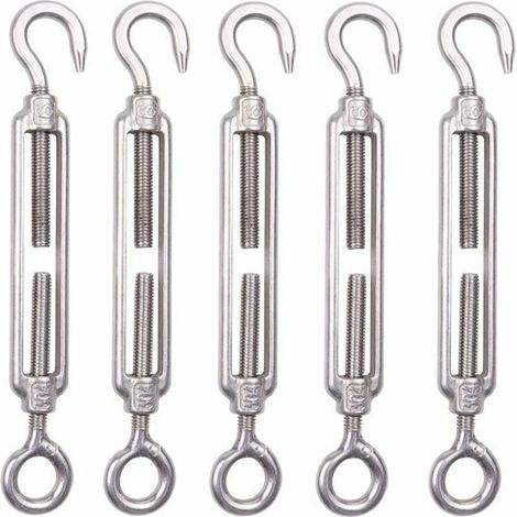 Lot 5 Tendeurs Câble Inox M6, 6mm Acier 304 Réglable, Clôture Grillage Jardin Fil Linge