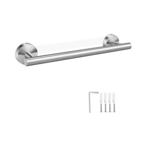 Porte Serviettes Argenté 40 cm En Acier Inoxydable, Support Pratique pour Serviettes de Bain et Serviettes de Douche (1/4)