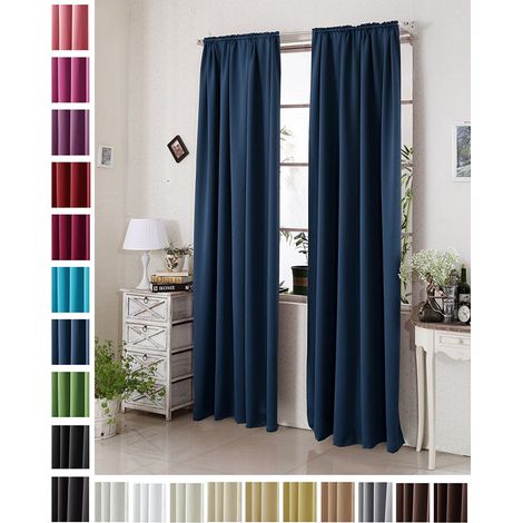 WOLTU Gardine blickdicht mit Kräuselband ( 1 Stück ) dunkelblau 135x175 cm