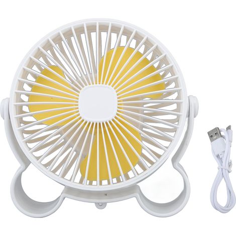 Ventilateur de bureau USB portable rechargeable blanc, 3 vitesses, mini ventilateur avec crochet caché pour maison, bureau, extérieur (1/5)