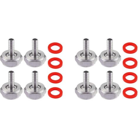 8 pièces acier inoxydable Beer Keg Coupler Compatible, Beer Line connecteur kit, Hex Nut 5/8 pouce G Thread x 5/16 pouce Barb (1/5)
