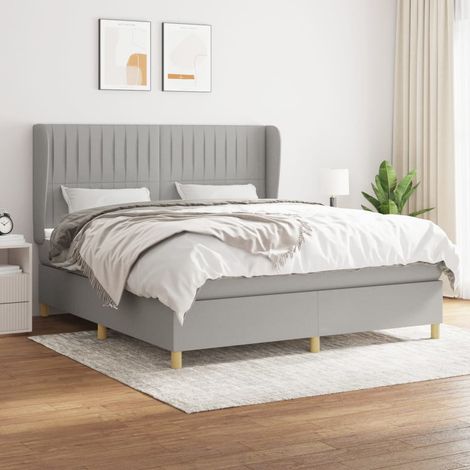 Sommier à lattes de lit avec matelas Gris clair 180x200cm Tissu (1/5)