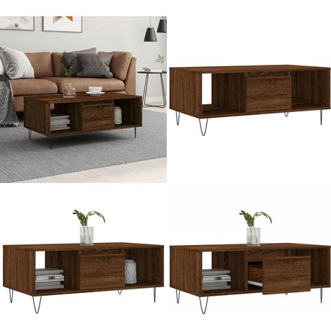 Couchtisch Braun Eichen-Optik 90x50x36,5 cm Holzwerkstoff - Couchtisch - Wohnzimmerstil - Eiche Optik - Holzmöbel - Stauraum - Home & Living (1/5)