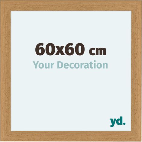 Cadre photo 60x60 cm en hêtre et MDF – Plaque de verre acrylique anti-reflets – Utilisable horizontalement et verticalement (1/5)