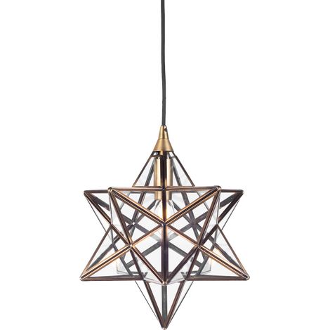 DAR ILARIO - Wire Frame ILARIO 1 Lumière Suspension Étoile Laiton Antique Verre Petit (1/4)