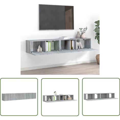 Ensemble de meubles TV 2 pcs, Étagère TV, Meuble de Salon, Sonoma gris Bois d'ingénierie OIB8865E (1/5)