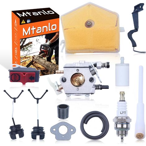 Kit de réglage de carburateur pour Husqvarna 55 51 Rancher Tronçonneuse Walbro WT-170-1 WT-170503281504 avec filtre à air, bouchon de carburant, pièces de barre d'accélérateur (1/5)