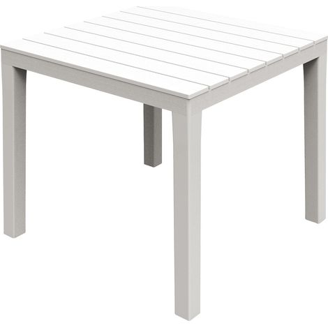 Tavolo bianco quadrato 80x80 cm in resina effetto doghe in legno Bali