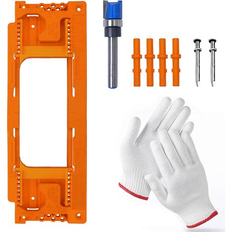 Kit d'Installation avec Gabarit et Gants – Pour le Perçage des Charnières et Serrures (H617S-orange, 330x115x30, Orange) (1/5)