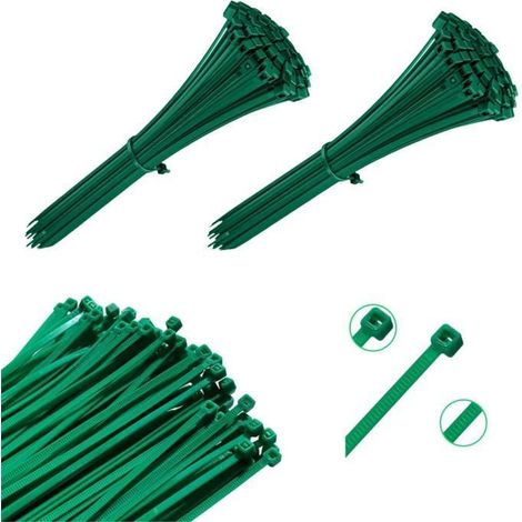Attaches-câbles vert foncé 200 pcs 30 cm x Ø3,6 mm - colliers de serrage plastiques réutilisables (1/5)
