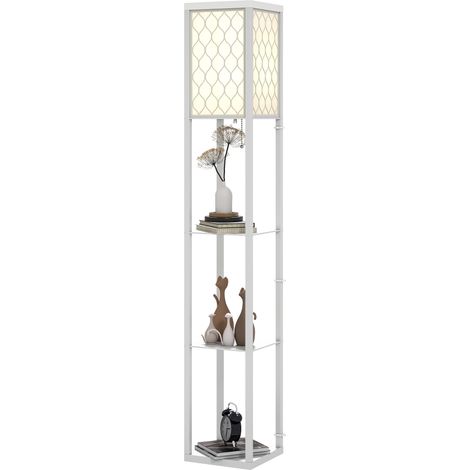 Moderne 2-in-1-Stehleuchte mit 3 Ablagen, E27-Fassung, 26 x 26 x 160 cm, Weiß