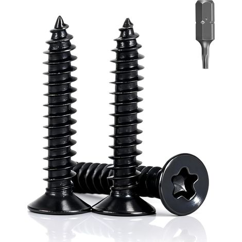 Lot de 150 vis en acier inoxydable à tête fraisée, M3 x 20 mm, noires, Torx pour panneaux acoustiques, accessoires de panneaux acoustiques, vis autotaraudeuses, avec panneaux d'aggloméré (1/5)