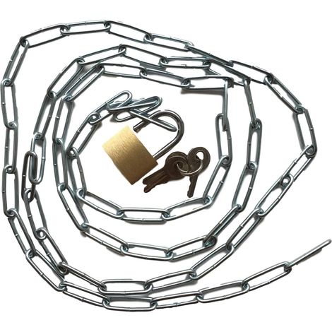Chaîne en acier avec cadenas - Chaîne robuste avec cadenas + 3 clés - Longueur au choix 50, 75, 100, 150, 200 cm - Fermeture et verrouillage - Maison & atelier (1/3)