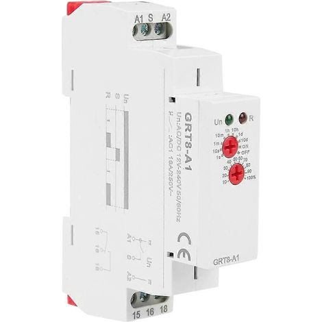 Relais temporisé à l'enclenchement GRT8-A1 Mini, montage sur rail DIN, AC/DC 12V240V