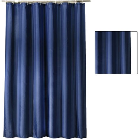 Wasserdichter Duschvorhang mit Haken, moderner, dicker Polyester-Duschvorhang für Zuhause, Hotel, Badezimmer, Dunkelblau (1/5)