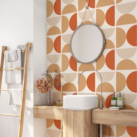 Crédence adhésive salle de bain - Motif géométrique - 60x60 cm - Adhésif BRILLANT (1/4)