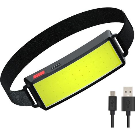 Lampe Frontale LED COB, Torche Frontale USB Rechargeable Puissante, étanche Phare , Lampe de travail pour casque, pour Le Camping, la Pêche, Entretien et construction de voiture