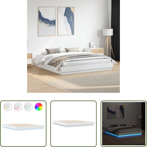 vidaXL Lits LED RVB - Cadre de lit avec LED sans matelas blanc 200x200 cm (1/5)