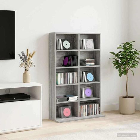 vidaXL CD Cabinet Grey Sonoma 65 x 23.5 x 97.5 cm Engineered Wood (1/5)